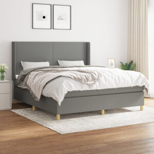 vidaXL Boxspring met matras stof donkergrijs 180x200 cm