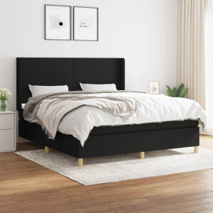 vidaXL Boxspring met matras stof zwart 180x200 cm