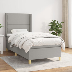 vidaXL Boxspring met matras stof lichtgrijs 90x190 cm