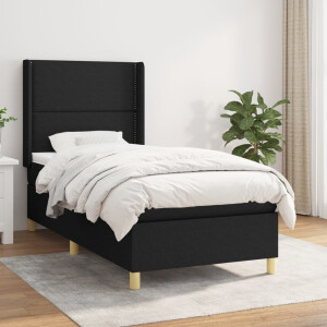 vidaXL Boxspring met matras stof zwart 100x200 cm
