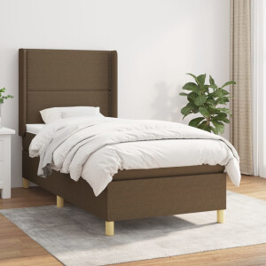 vidaXL Boxspring met matras stof donkerbruin 100x200 cm