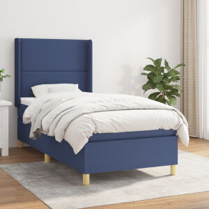 vidaXL Boxspring met matras stof blauw 100x200 cm