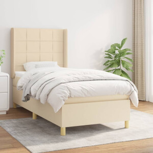 vidaXL Boxspring met matras stof crèmekleurig 80x200 cm