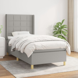 vidaXL Boxspring met matras stof lichtgrijs 90x200 cm