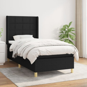 vidaXL Boxspring met matras stof zwart 90x200 cm