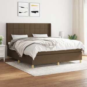 vidaXL Boxspring met matras stof donkerbruin 180x200 cm