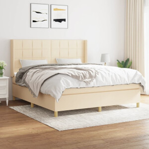 vidaXL Boxspring met matras stof crèmekleurig 180x200 cm