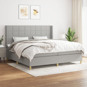 vidaXL Boxspring met matras stof lichtgrijs 200x200 cm