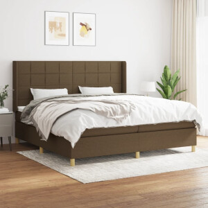 vidaXL Boxspring met matras stof donkerbruin 200x200 cm