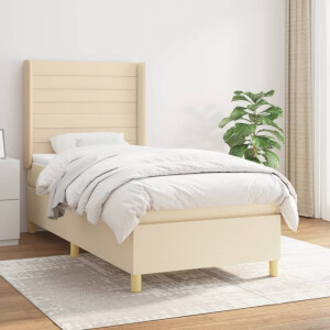 vidaXL Boxspring met matras stof crèmekleurig 100x200 cm