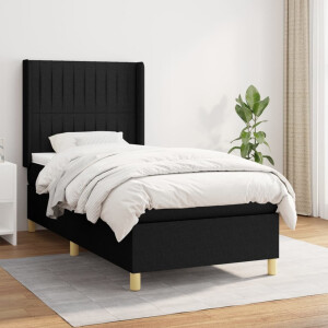 vidaXL Boxspring met matras stof zwart 80x200 cm