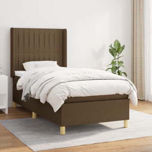 vidaXL Boxspring met matras stof donkerbruin 80x200 cm