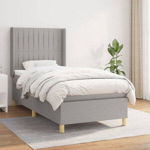 vidaXL Boxspring met matras stof lichtgrijs 90x190 cm