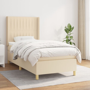 vidaXL Boxspring met matras stof crèmekleurig 90x190 cm