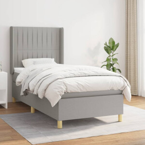 vidaXL Boxspring met matras stof lichtgrijs 100x200 cm