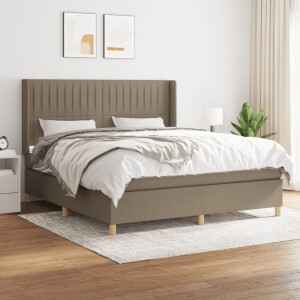 vidaXL Boxspring met matras stof taupe 160x200 cm