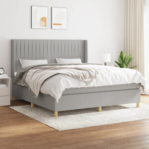 vidaXL Boxspring met matras stof lichtgrijs 180x200 cm