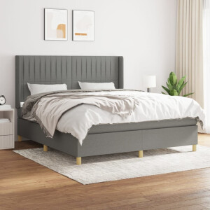 vidaXL Boxspring met matras stof donkergrijs 180x200 cm