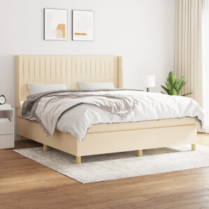 vidaXL Boxspring met matras stof crèmekleurig 180x200 cm
