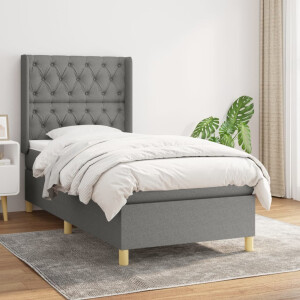 vidaXL Boxspring met matras stof donkergrijs 80x200 cm