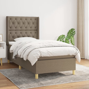 vidaXL Boxspring met matras stof taupe 80x200 cm