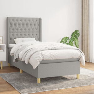 vidaXL Boxspring met matras stof lichtgrijs 90x190 cm