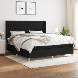 vidaXL Boxspring met matras stof zwart 180x200 cm