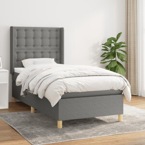 vidaXL Boxspring met matras stof donkergrijs 90x190 cm