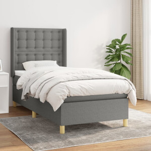 vidaXL Boxspring met matras stof donkergrijs 100x200 cm