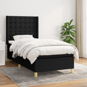 vidaXL Boxspring met matras stof zwart 100x200 cm