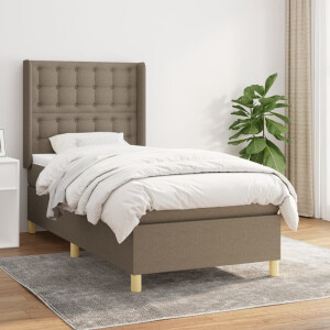 vidaXL Boxspring met matras stof taupe 100x200 cm