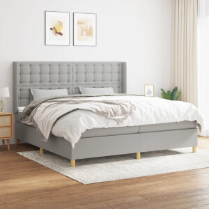 vidaXL Boxspring met matras stof lichtgrijs 200x200 cm