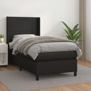 vidaXL Boxspring met matras kunstleer zwart 100x200 cm