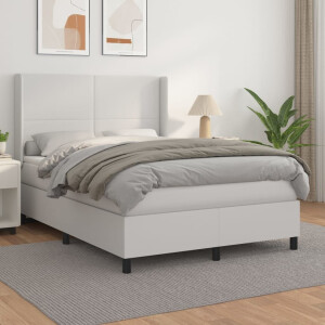 vidaXL Boxspring met matras kunstleer wit 140x190 cm