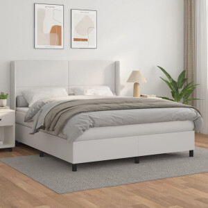 vidaXL Boxspring met matras kunstleer wit 180x200 cm
