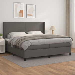 vidaXL Boxspring met matras kunstleer grijs 200x200 cm