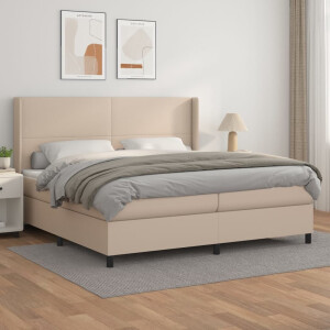 vidaXL Boxspring met matras kunstleer cappuccinokleurig 200x200 cm
