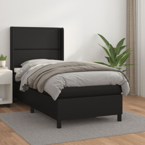 vidaXL Boxspring met matras kunstleer zwart 90x190 cm