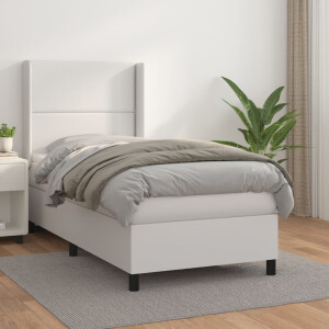 vidaXL Boxspring met matras kunstleer wit 100x200 cm