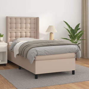 vidaXL Boxspring met matras kunstleer cappuccinokleurig 80x200 cm