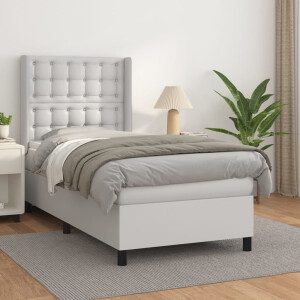 vidaXL Boxspring met matras kunstleer wit 100x200 cm
