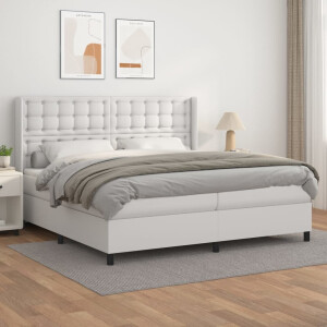 vidaXL Boxspring met matras kunstleer wit 200x200 cm