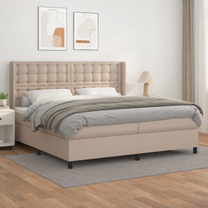 vidaXL Boxspring met matras kunstleer cappuccinokleurig 200x200 cm