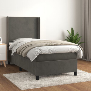 vidaXL Boxspring met matras fluweel donkergrijs 90x190 cm