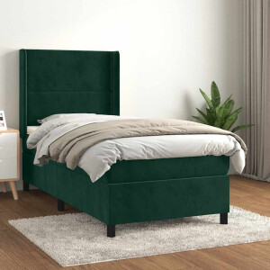 vidaXL Boxspring met matras fluweel donkergroen 100x200 cm