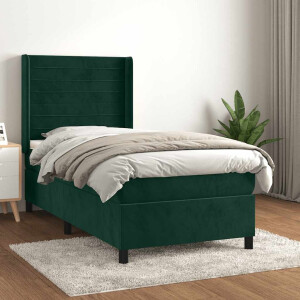 vidaXL Boxspring met matras fluweel donkergroen 80x200 cm