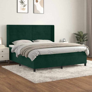 vidaXL Boxspring met matras fluweel donkergroen 160x200 cm