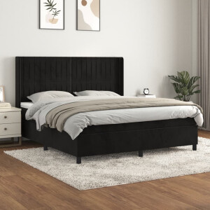 vidaXL Boxspring met matras fluweel zwart 180x200 cm