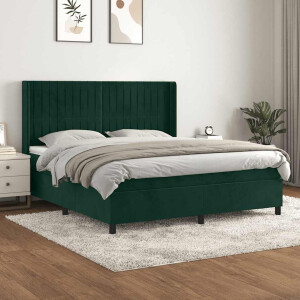 vidaXL Boxspring met matras fluweel donkergroen 180x200 cm