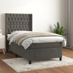 vidaXL Boxspring met matras fluweel donkergrijs 80x200 cm